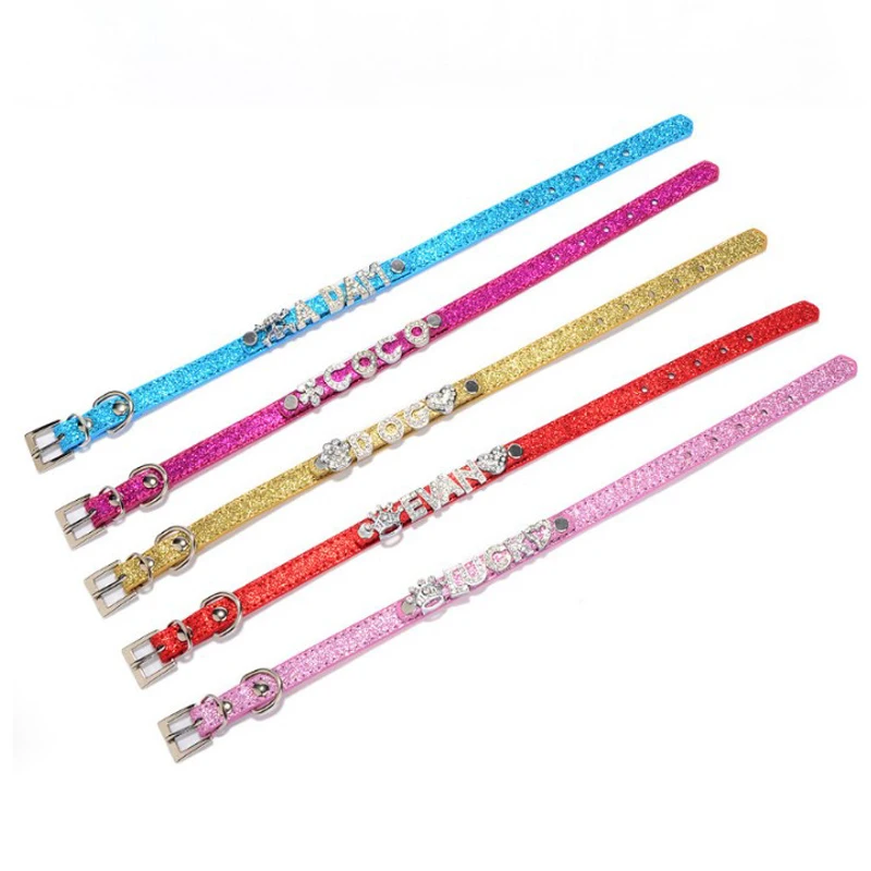 Персонализированные ошейники для собак и кошек кожаные щенков стразы