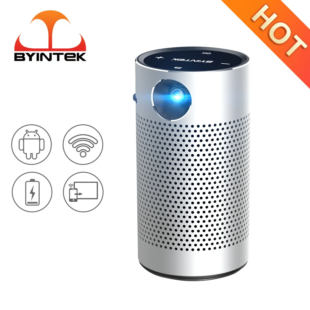Карманный смарт-проектор BYINTEK P7 с Wi-Fi Android 1080p 4K мини-кинотеатр видео светодиодный