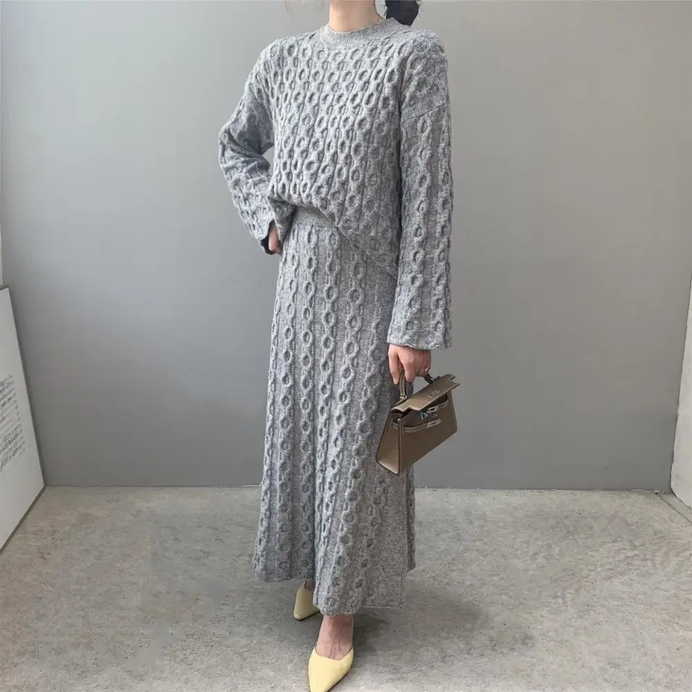 Женский Повседневный комплект Свободный пуловер с длинным рукавом и круглым