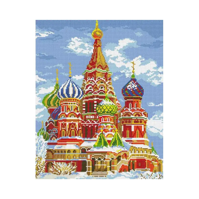 Вышивка крестиком набор Diy M51057 50*40см храм собор Василия Блжн Москва вышивка