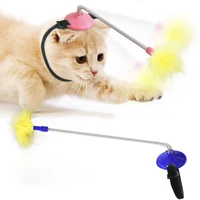interactive cat teaser toys cat teaser toy physical exercise training toys head mounted funny cat feather stick toy pet supplies