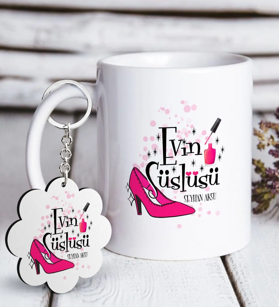 

Personalized House Süslüsü White Mug and Keychain Gift Seti-1