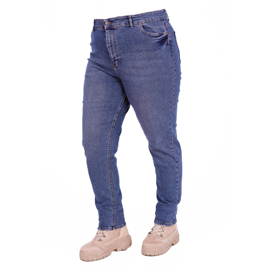 Women’s Plus Size High Waist Elastic Soft Blue Mom Jeans, Designed and Made in Turkey, New Arrival