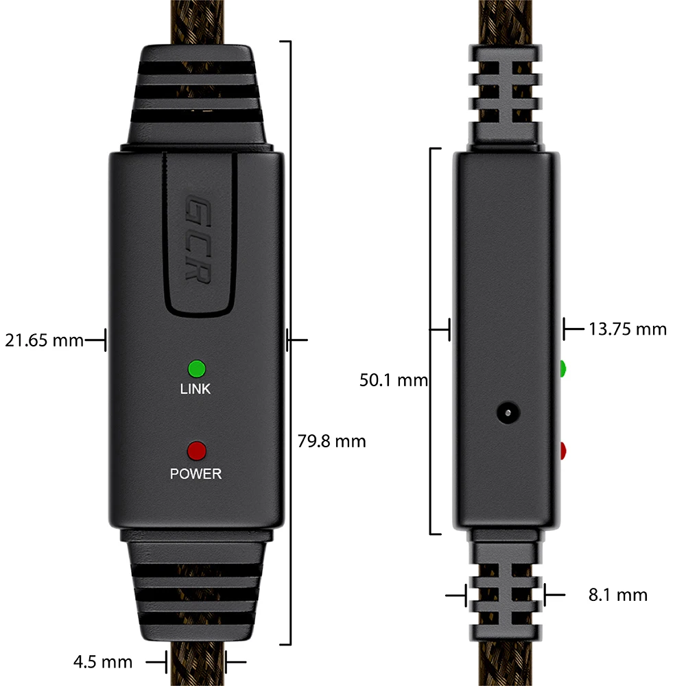 GCR Активный кабель USB с усилителем и доп питанием для ПК ноутбук удлинитель