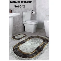 Bathroom Front Doormat Carpet Shower Accessories Anti-Slip Floor Sink Tub Toilet Feet Set Luxury Super Absorbent Digital Print