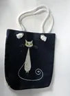 Плотная тканевая сумка через плечо с изображением черной кошки, сумка для пляжа и пикника, 60x39x32 см