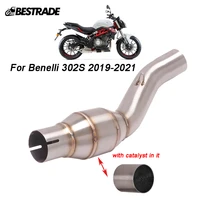 302s exhaust middle pipe for benelli 302s 2019 2020 2021 motorcycle mid link connect tube slip 51mm mufflers stainless steel