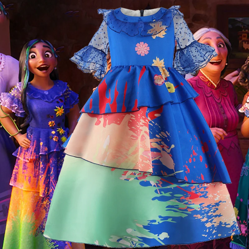 

Encanto Isabella Madriga Cosplay Costume Girl Kids Party Gift Ruffles Dress Halloween Carnival Gown Dress bestido de isabella