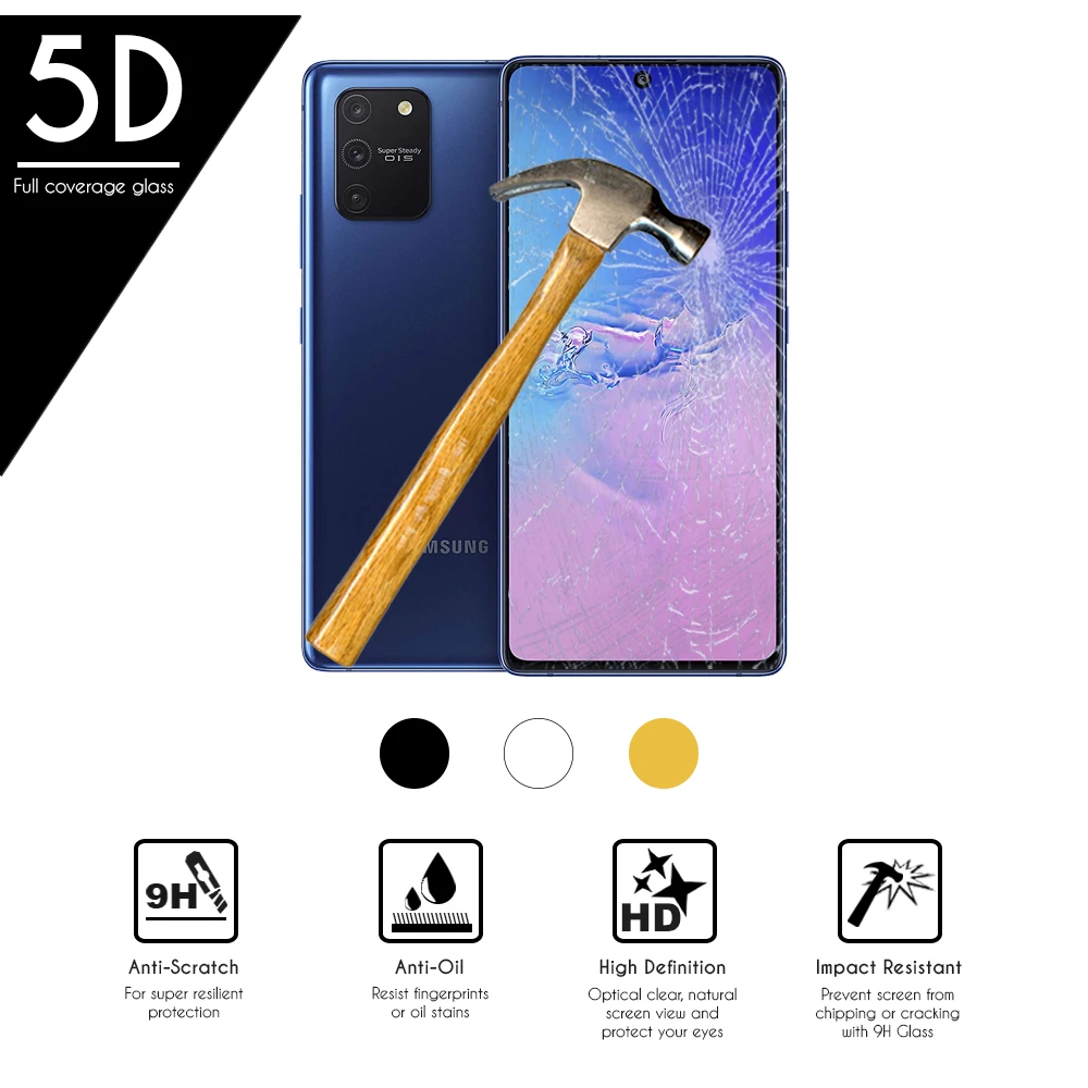 5D смартфон полное Закаленное стекло протектор для Samsung Galaxy A91 / S10 Lite (4G) 6