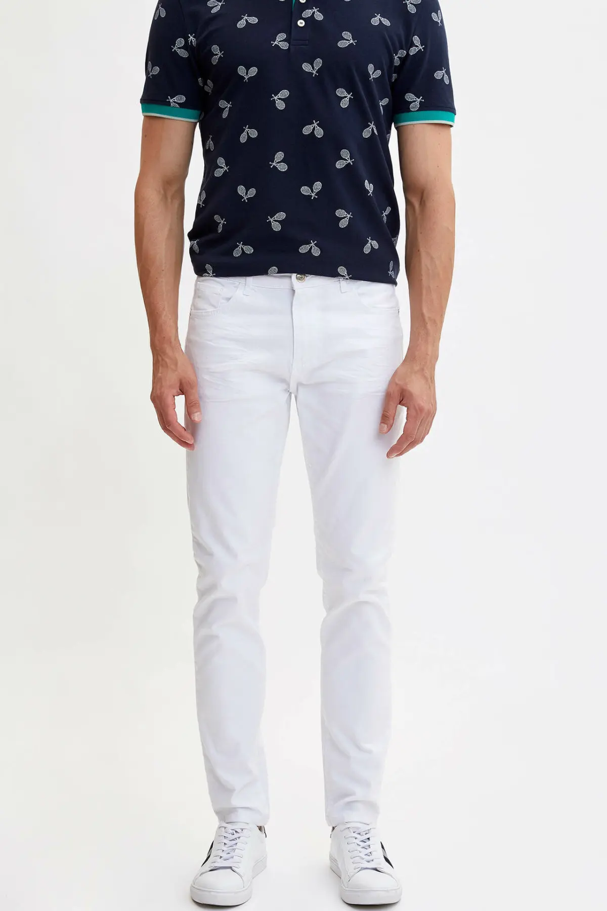 DeFacto Брендовые мужские брюки прямые повседневные белые классические модные