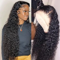 30 inch deep wave frontal wig curly human hair for black women pre plucked brazilian hd wet and wavy water wave lace front wigs