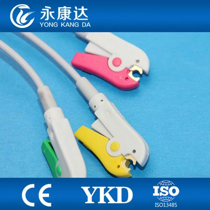 Бесплатная доставка 3 свинца ECG кабель IEC зажим для Nihon Kohden BR-019 монитор пациента CE