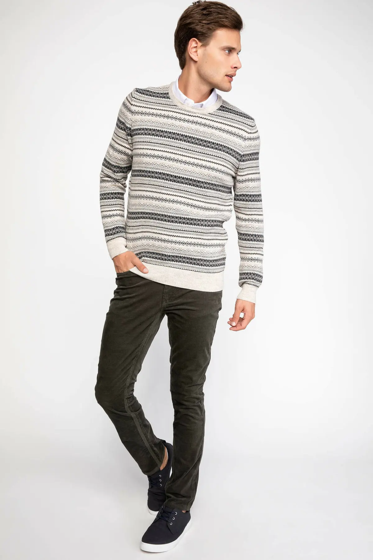 DeFacto мужские брюки повседневные длинные Средняя Талия Брюки карго сплошной цвет