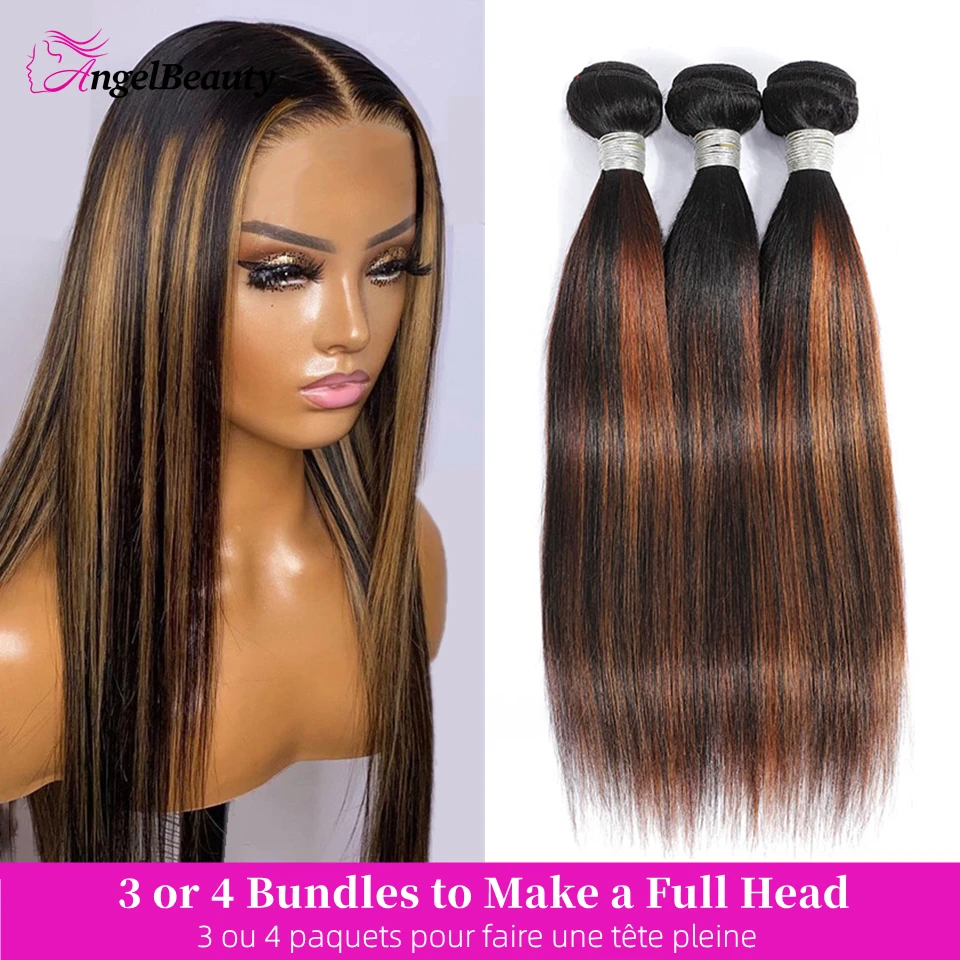 30 32 Inches 1B/30 Highlight Bundles Ombre Straight Human Hair Bundles Extensions Blonde Brazilian Weave 1 3 4pcs Remy 10A Hair