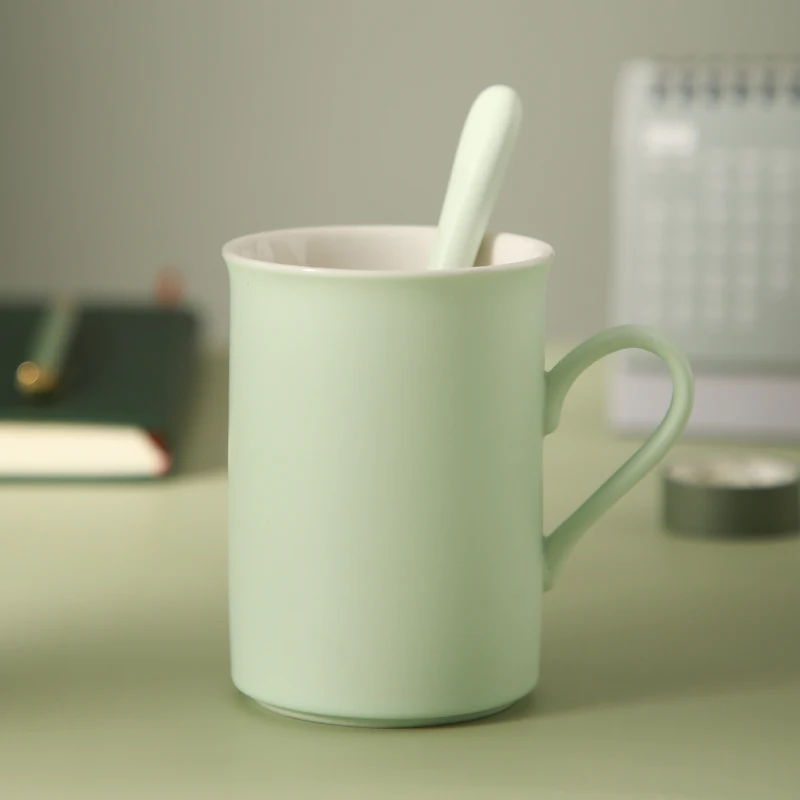 

Sshiny Ceramic Water Cups Office Coffee Mugs Tea Milk Bottle for Gift with Spoon 300ml 10oz