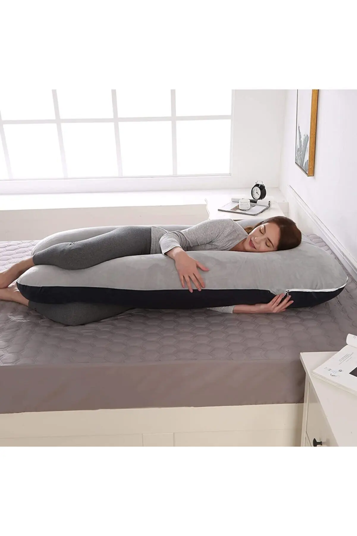 

Pregnancy Pillow U Full Body with Pillow Washable Velvet Cover Shaped Support Head Back Shoulder Hip Leg Belly Width 80 -130 cm