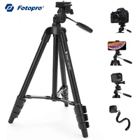 fotopro lightweight aluminum phone holder tripods video camera tripod for dslr and smartphone