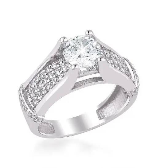 Женское кольцо из стерлингового серебра 925 пробы с цирконием украшенное одним