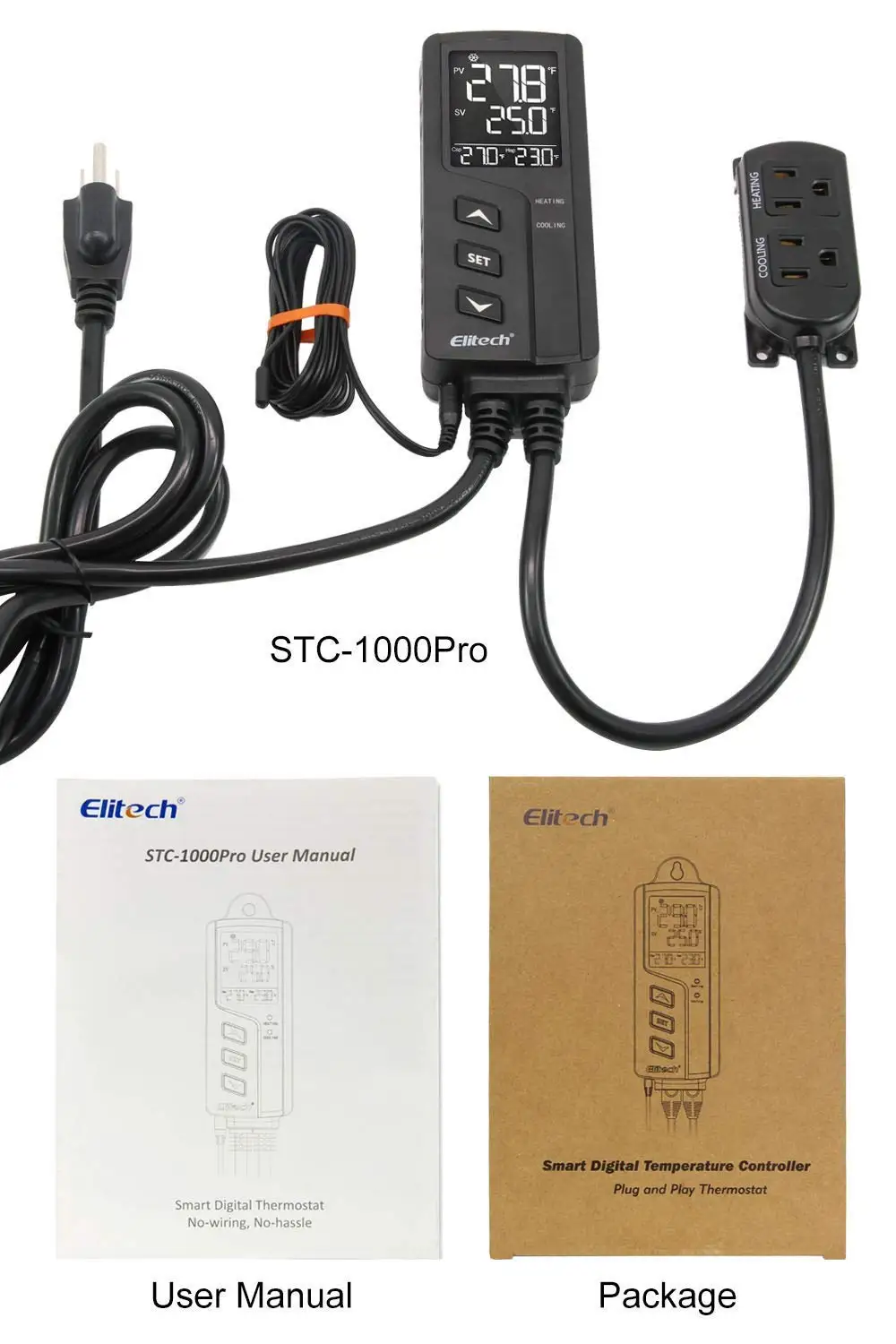 Цифровой терморегулятор Elitech STC-1000 Pro Терморегулятор с проводным нагревом и