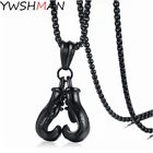 Ожерелье из титановой стали для мини-боксерской перчатки, Очаровательная цепочка золотого цвета с подвеской для мужчин и мальчиков, модные спортивные ювелирные изделия для фитнеса