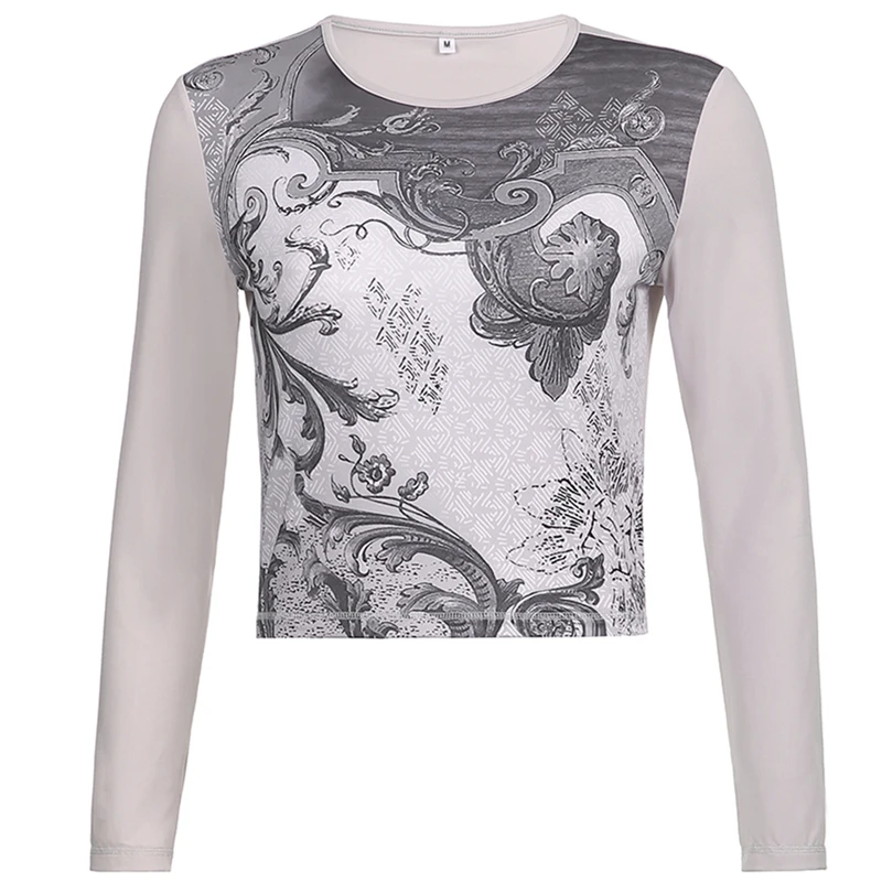 Xingqing Angel Wings Print Tops Fairy Grunge Graphic T Shirts Vintage Indie Aesthetic Clothes Cyber Y2k Slim Long Sleeve Top couple t shirt