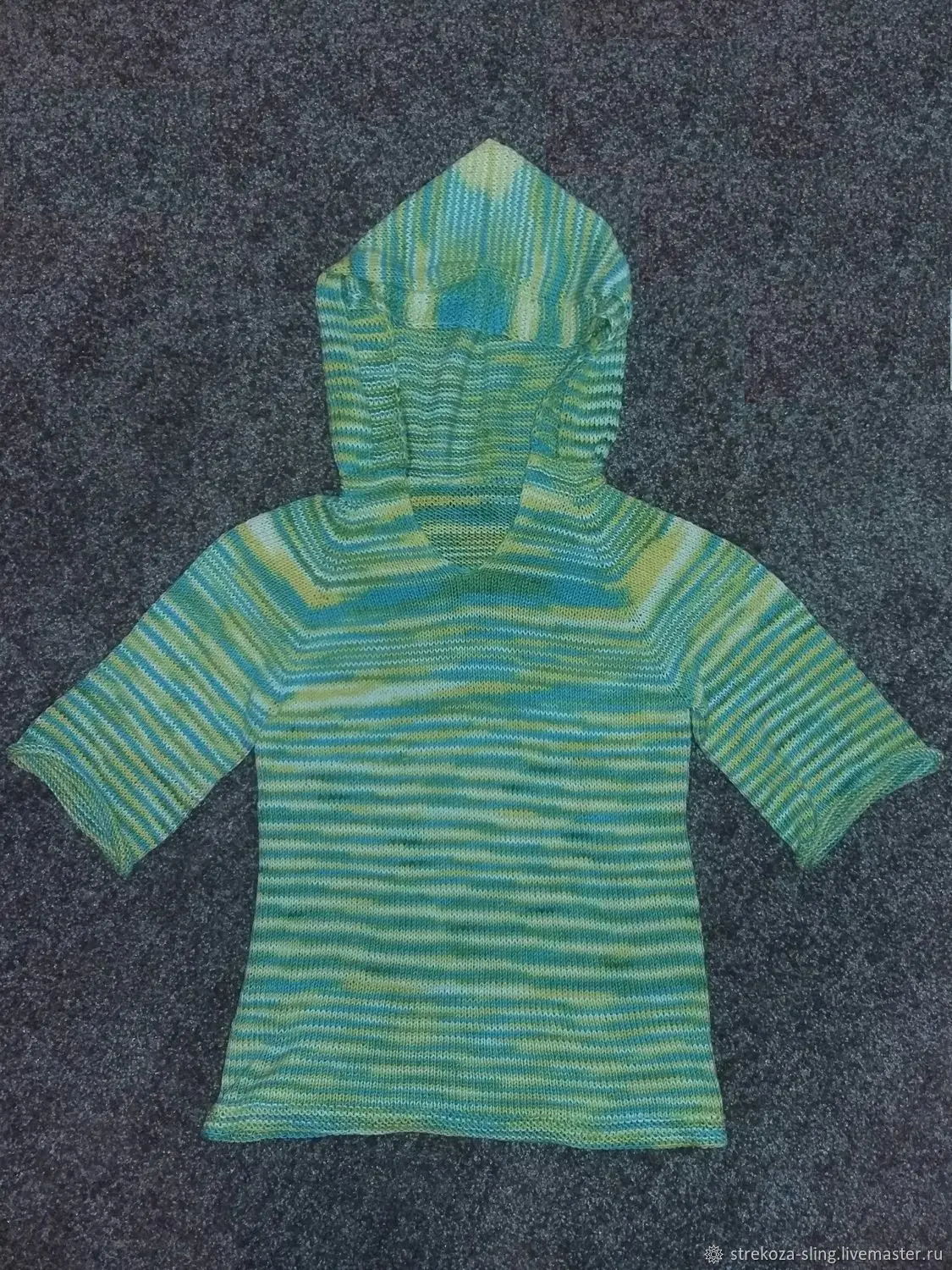Вязаная футболка с капюшоном Голубая вязаная детская Hooded Knit T-shirt Light Blue Kids |