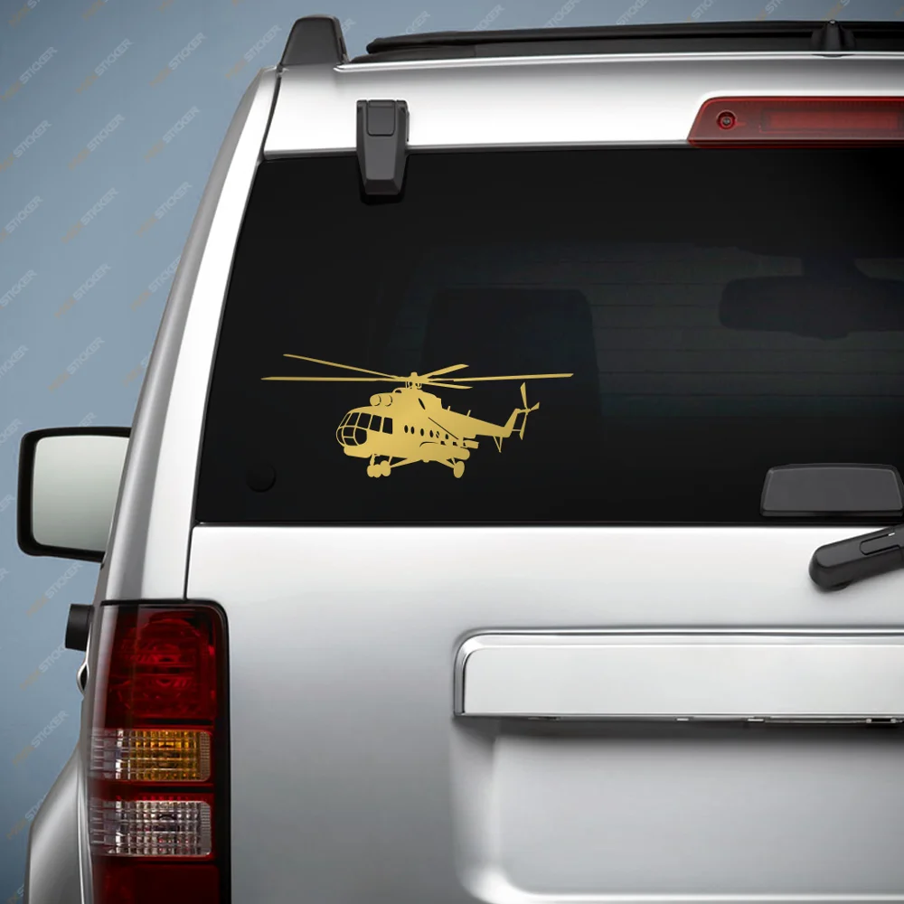 Наклейка на авто Военный вертолёт Ми 8 виниловая наклейка Вертолёт автомобильная