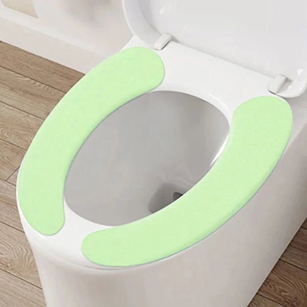 

Adhesive Toilet Seat Cover Spring Autumn Season Toilet Mat Electrostatic Adsorption Plain Color Toilet CushionToilet Supplies