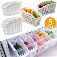 kitchen organizer refrigerator adjustable storage box basket container retractable plastic drawer space saver slide fridge rack