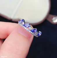 kjjeaxcmy boutique fine jewelry 925 sterling silver natural tanzanite ladies girl female miss ring can be retrieved