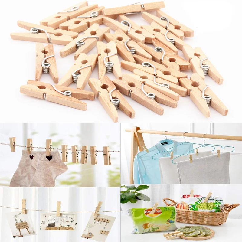 50/100 pcs Mini 25mm Natural Wooden Clips Photo Clips Clothespin DIY Wedding Party Wooden Clip Clips Pegs Dropshipping