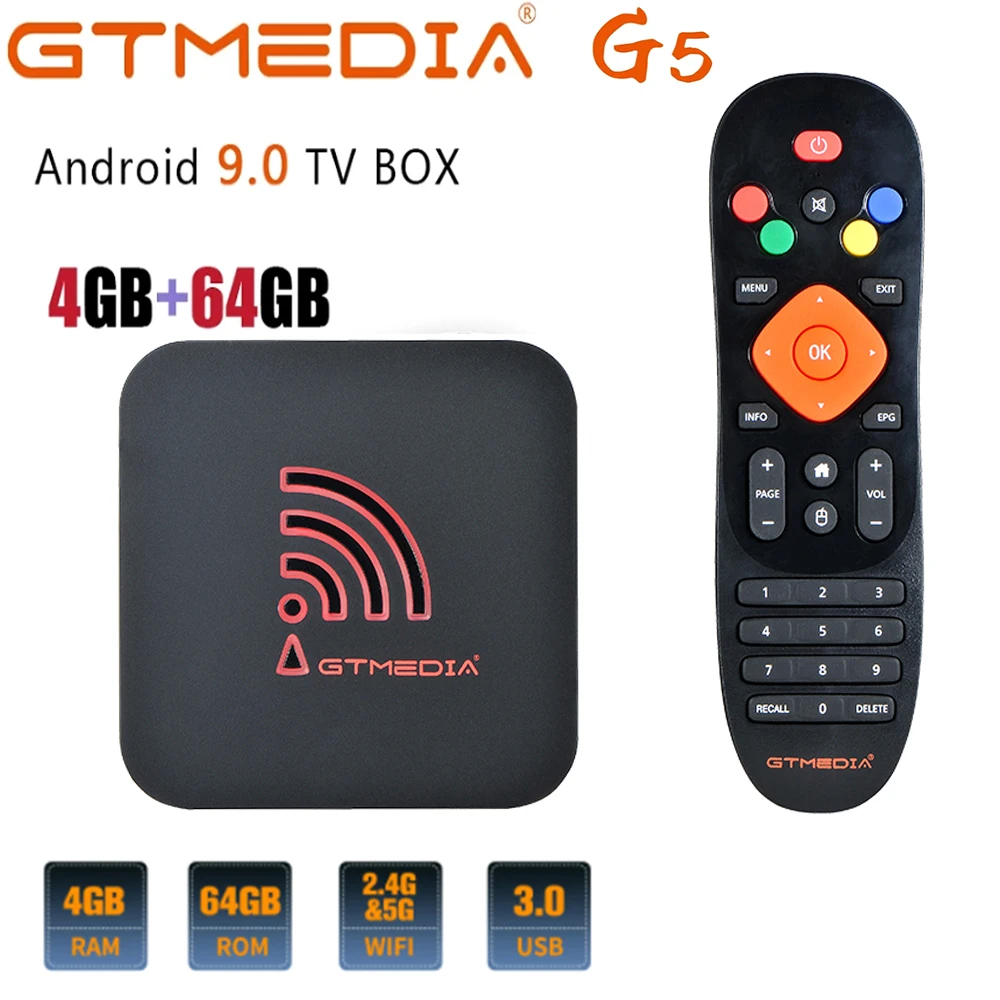 

G5 Android 9.0 Smart TV Box 2.4G Wifi Quad Core 4K 1080P Full HD Netflix Media Player Amlogic S905X2 4GB +64GB ROM Set-Top Box