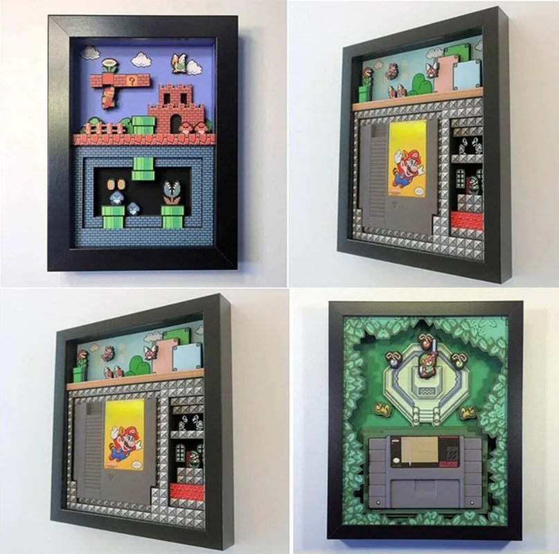 3D Shadowbox Супер Марио Bros Zeldaed ностальгическая игра ПВХ настенная живопись украшения