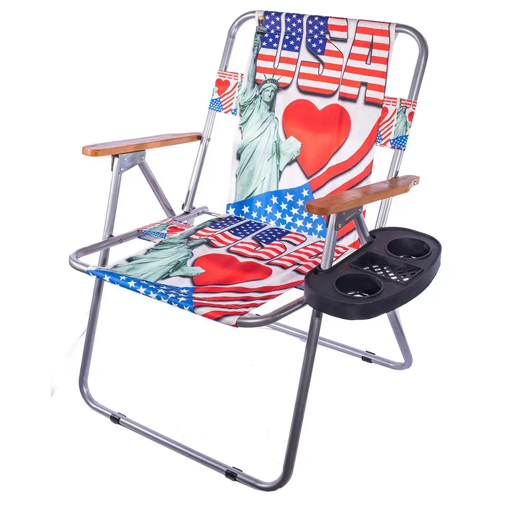 

Camping Chair Portable Foldable Outdoor Beach Hiking ArmChair US Flag Pattern The Statue of Liberty