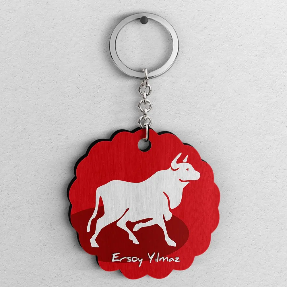 

Персонализированные Зодиака телец Дизайн Деревянные Keychain-A1