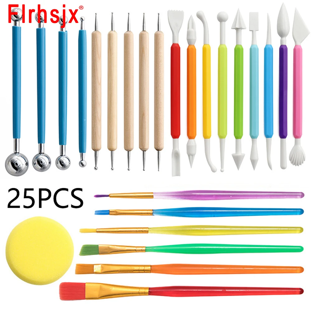 

25pcs/Set Kids Polymer Clay Tools Sculpting Ceramic Pottery Kit Plastic Sculpting Tool for Shaping and Sculpting
