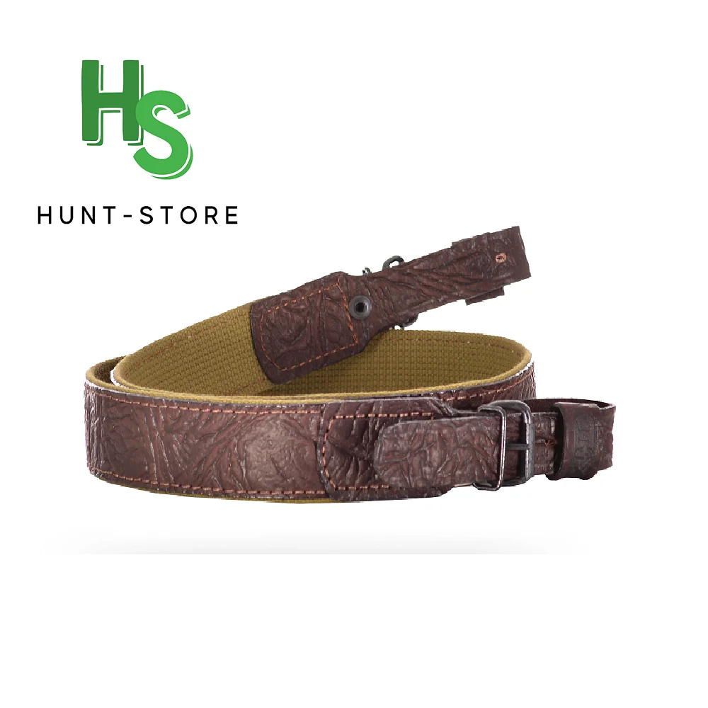 Ремень ружейный комбинированный ХСН из натуральной кожи / лента ЛРТ двухточечный