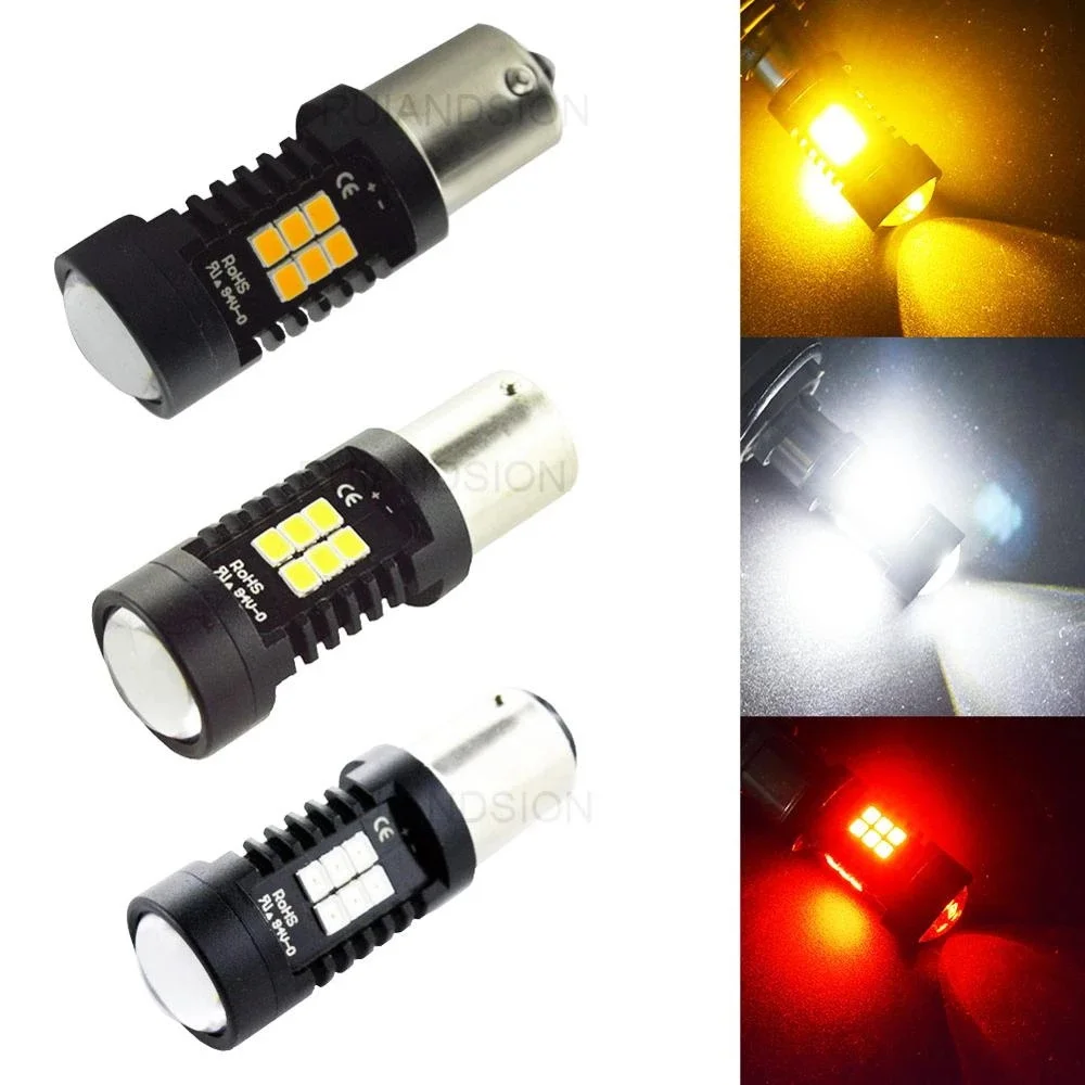 

RUIANDSION 2Pcs LED Auto Car Light Source Rear Light Bulb Lamp AC12V-24V 1156 Ba15s BAU15S PY21W 21SMD 3030CHIPS