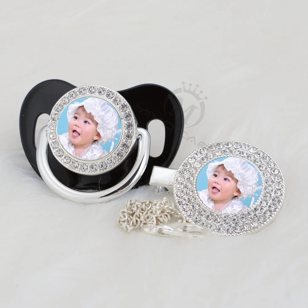 MIYOCAR изготовленные на заказ пустышки любое имя фото серебро bling соска и пустышка Клип BPA бесплатно пустышка bling удивительный дизайн P-1-P