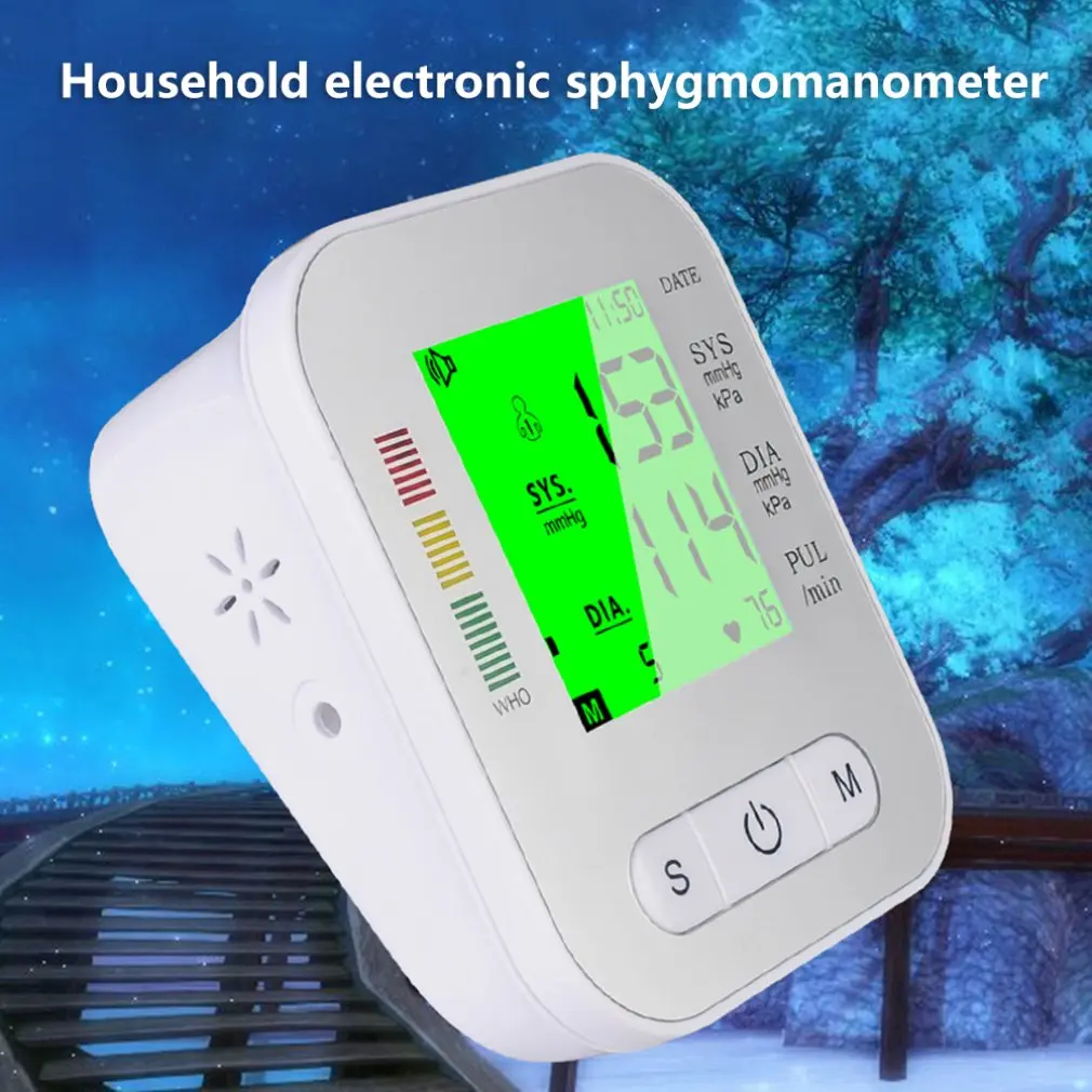 Портативный тонометр артериального давления на руку заряжаемый с голосовым