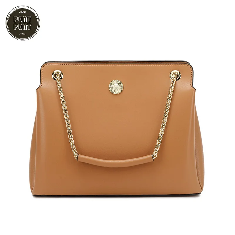 large female handbag genuine real leather chain shoulder bag for women designer chic big capacity zipper lady office sac a main free global shipping