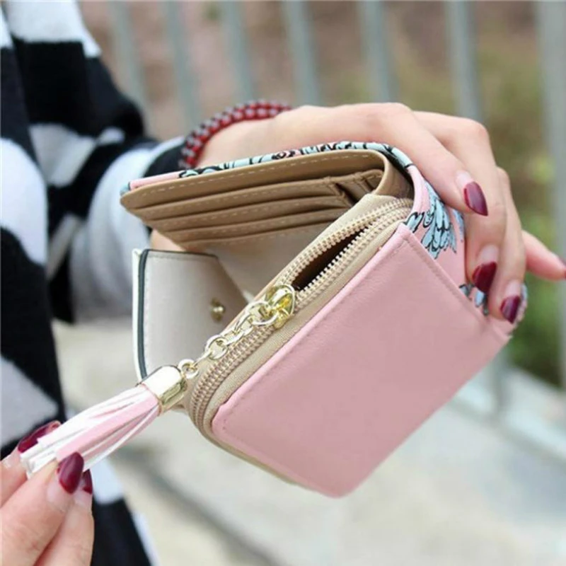 Модный женский цветочный кошелек из искусственной кожи классический клатч для