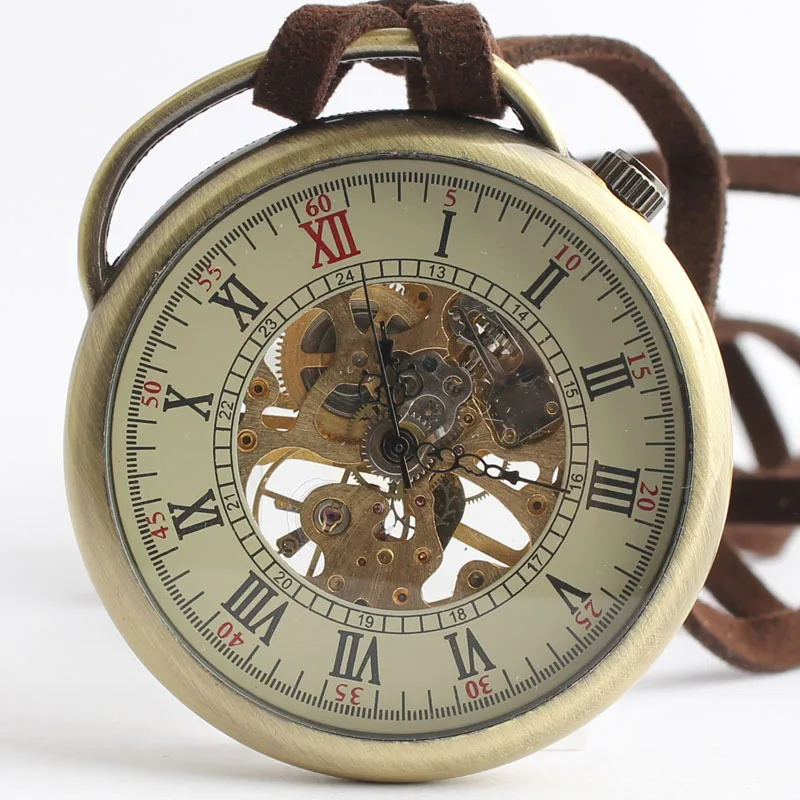 

Openwork Without Cover Pocket Watches Mechanical Automatic Watch For Men Women Steampunk Retro Necklace Pendant with Chain Gifts
