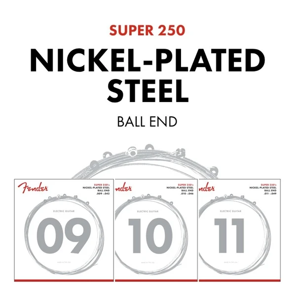 

Fender Super 250's Nickel-Plated Steel Guitar Strings, All 8 Models Available, 250XS 250L 250LR 250R 250RH 250M 250H 250JM