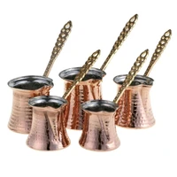 turkish coffee pot maker copper hand hammered handmade ibrik vintage jazzva cezve brass handle coffee cooker