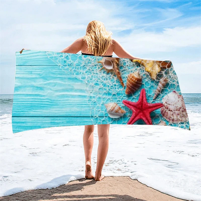 

Пляжное полотенце с рисунком морской звезды Queen Conch, полотенце из микрофибры, полотенце для взрослых, портативное махровое полотенце с принт...
