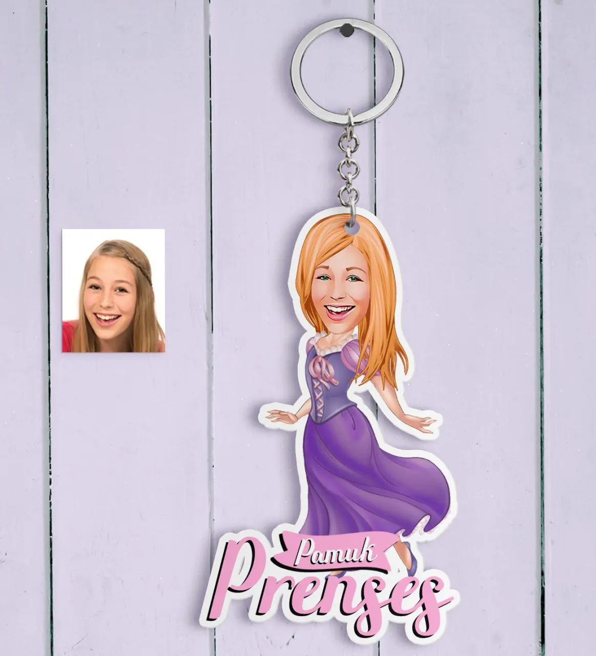 

Персональный хлопок принцесса карикатура дерева keychain-1