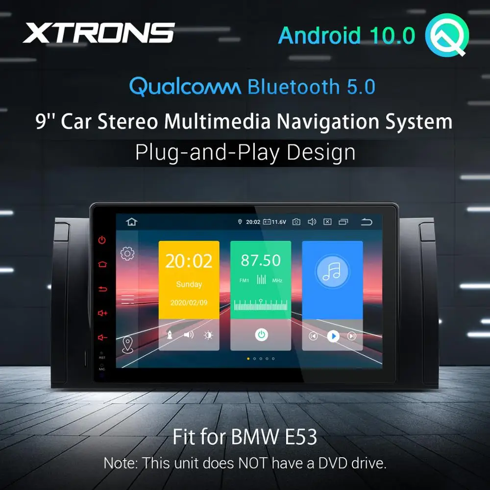 XTRONS 9 ''Android 10 0 Qualcomm Bluetooth 5 автомобильный стерео Мультимедийный Плеер для BMW X5 E53