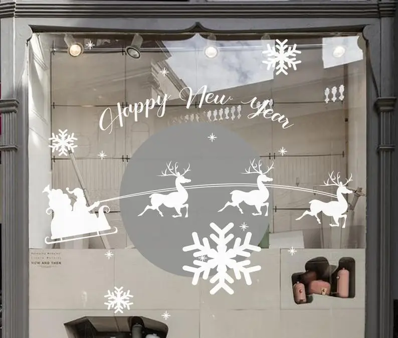 Зимние рождественские наклейки Рождественская Наклейка на окно вывеска