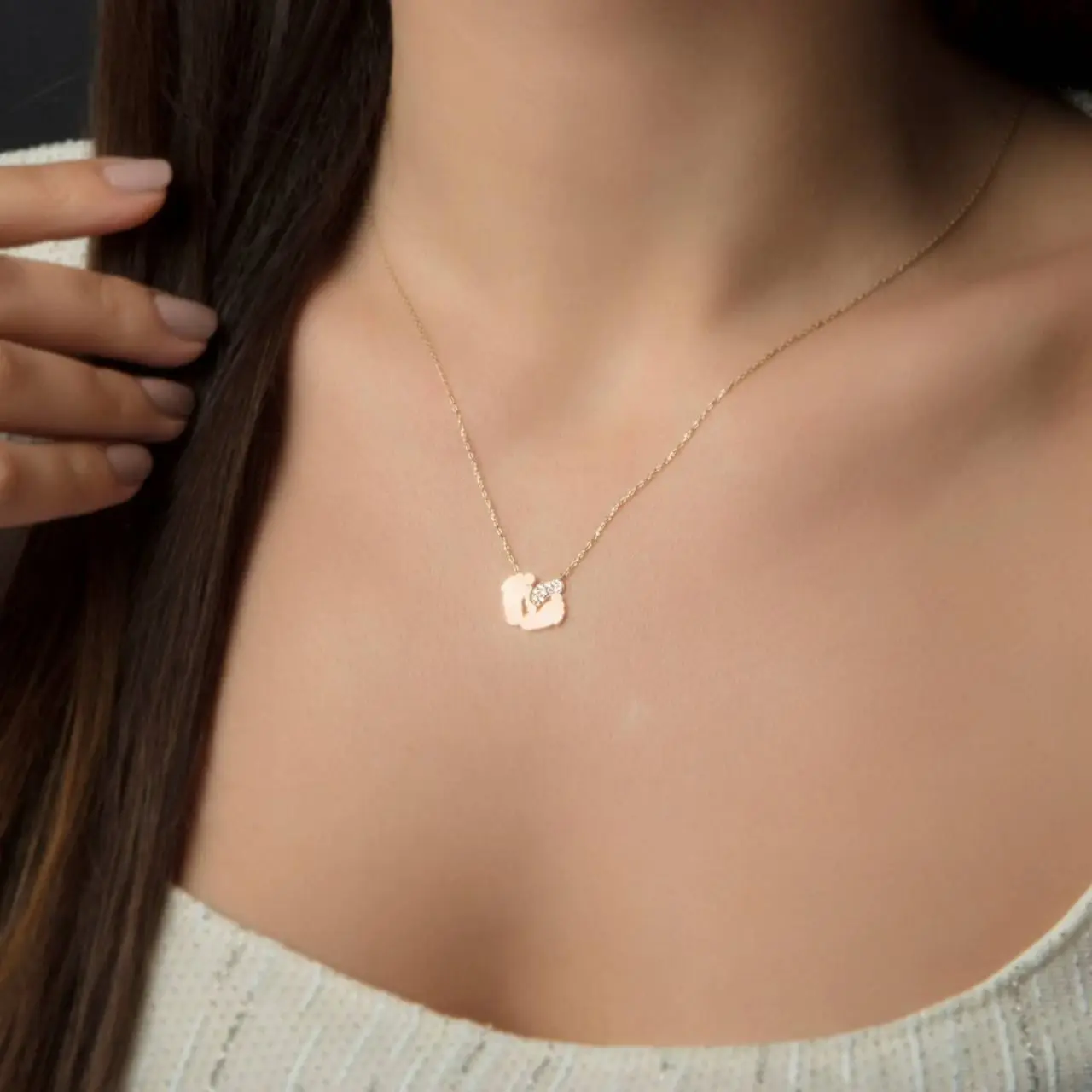 

14k Gold Mother baby necklace gold - Mother necklace - Mother's day necklace